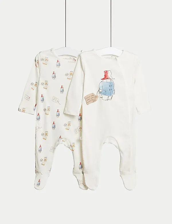2pk Pure Cotton Paddington™ Sleepsuits (7lbs-1 Yrs)
