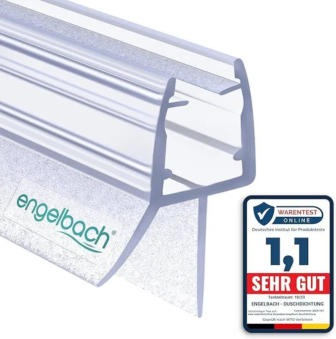 Engelbach® Duschdichtung mit perfekter Passform für 5-8mm Glastüren - Duschtürdichtung mit extra dicker Gummilippe - für alle Duschtypen - 100% wasserdicht - Einfache Installation
