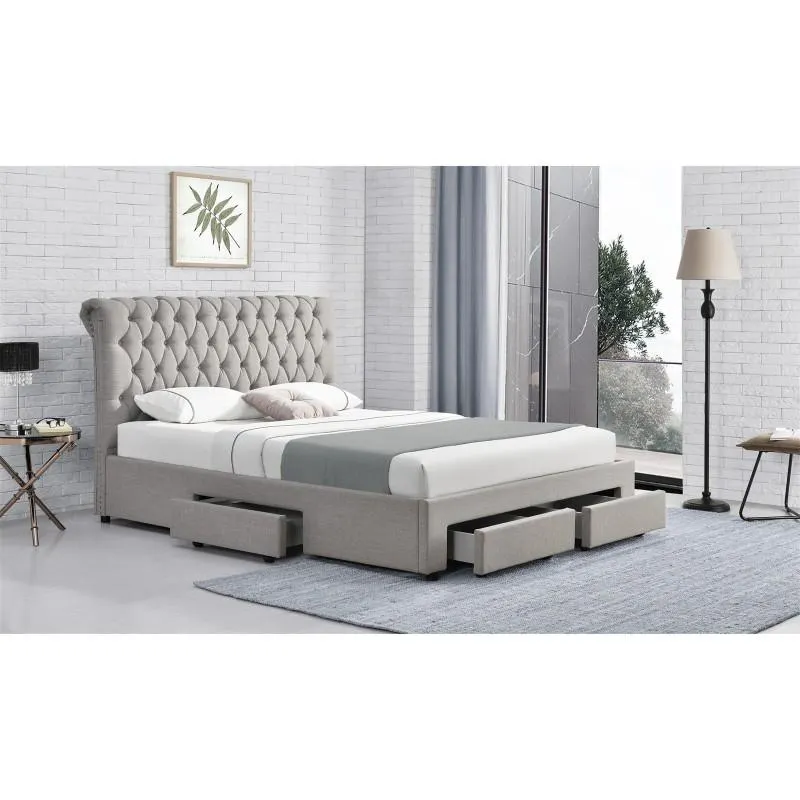 HTI-Living Bett mit Stauraum 140 x 200 Grau