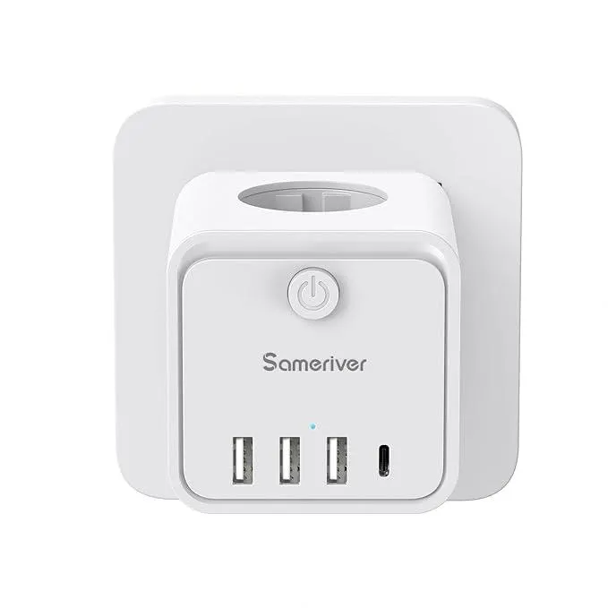 Steckdosenleiste SteckdosenwürfeL ohne Kabel mit Schalter ,7-in-1 Mehrfachsteckdose mit 3 Steckdosen (4000W/16A) mit 4 USB Mehrfachstecker für Zuhause Büro
