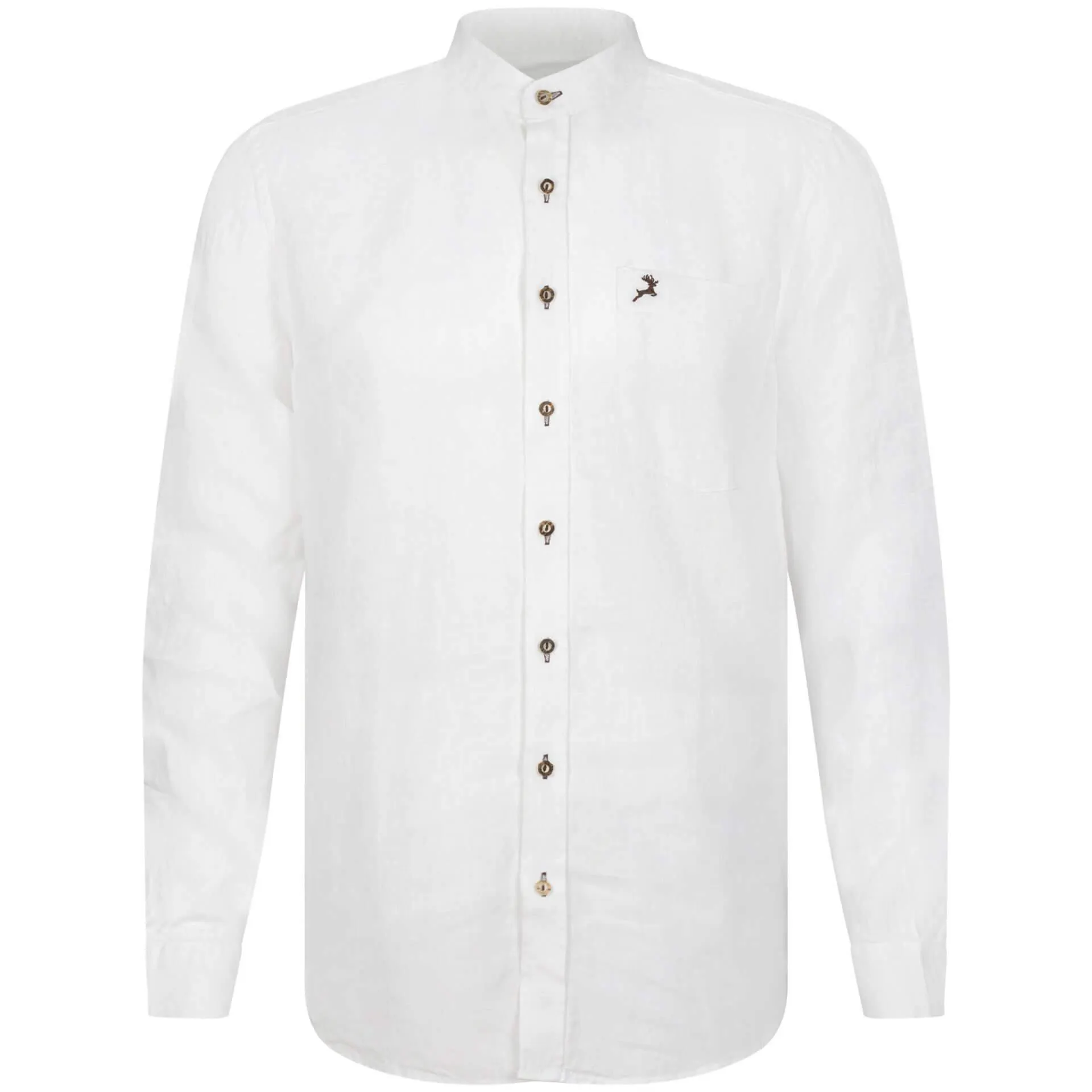 Herren Hemd "Leinen" Stehkragen, Weiß