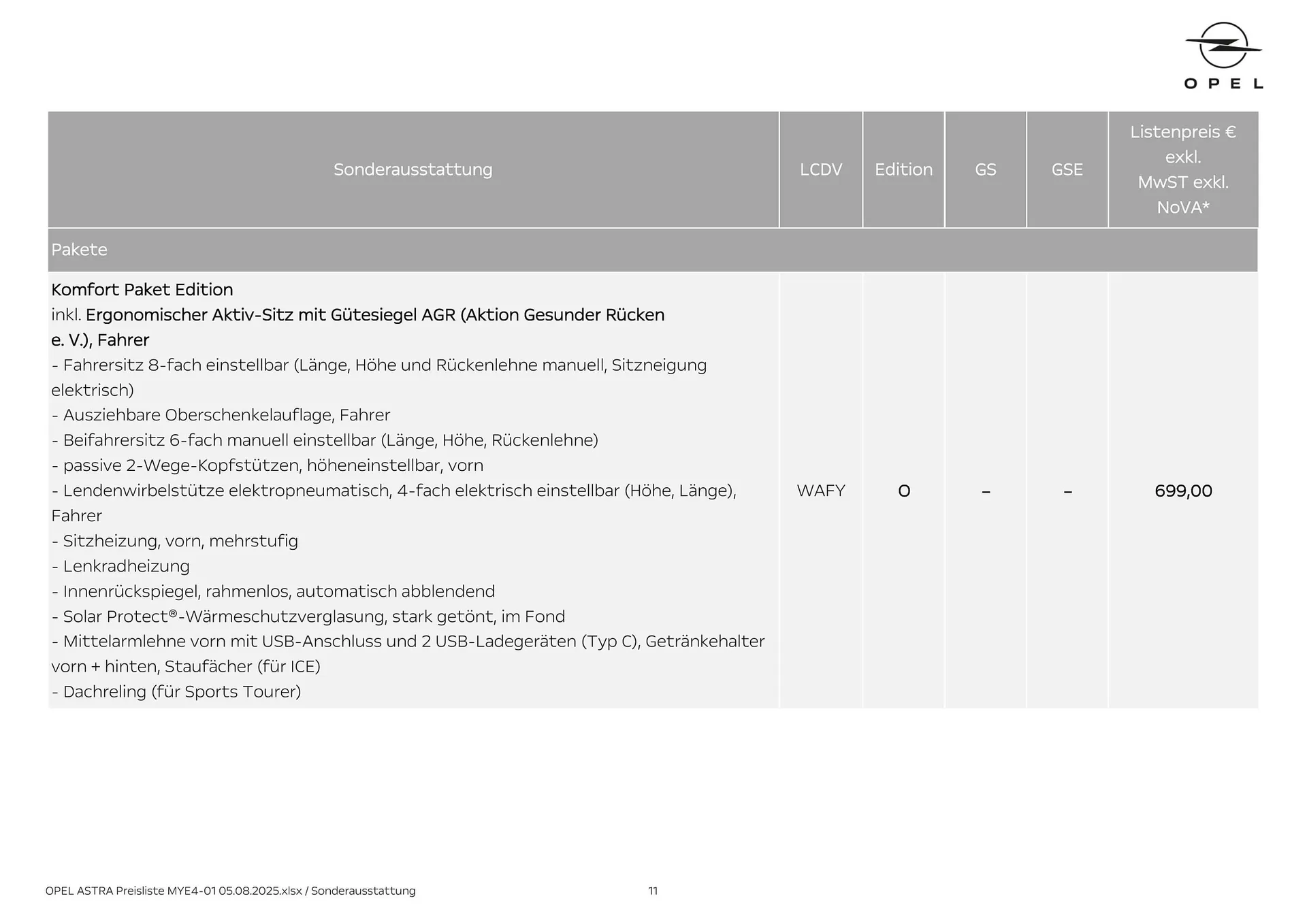 Opel Flugblatt von 18. August bis 18. November 2025 - Flugblätt seite  11