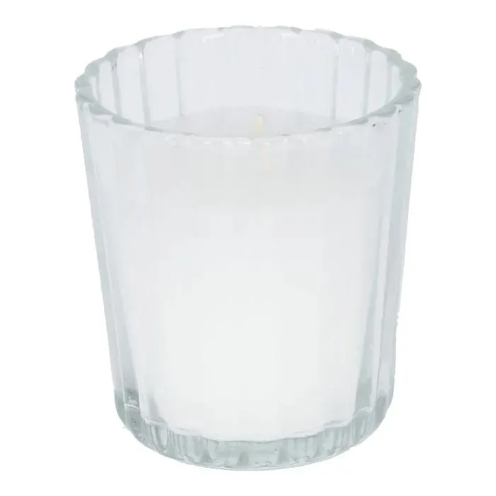Kerze im Glas, Rillen/klar, 5.5 x 6 cm