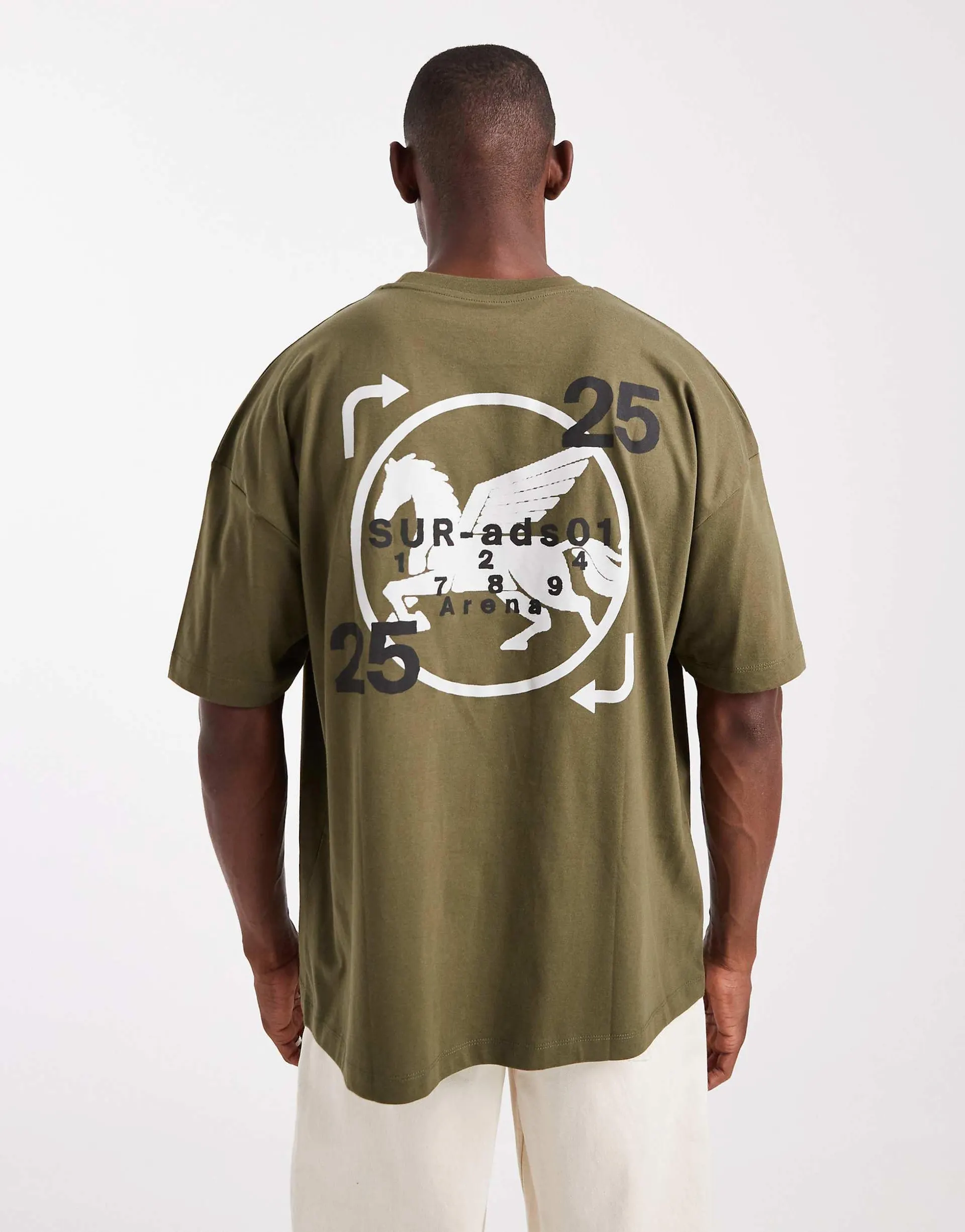 ASOS DESIGN oversized t-shirt with dropped shoulder and street graphic in khaki