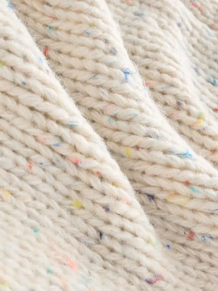 Ecru Genoppt - Grobstrickjacke mit weichem Griff