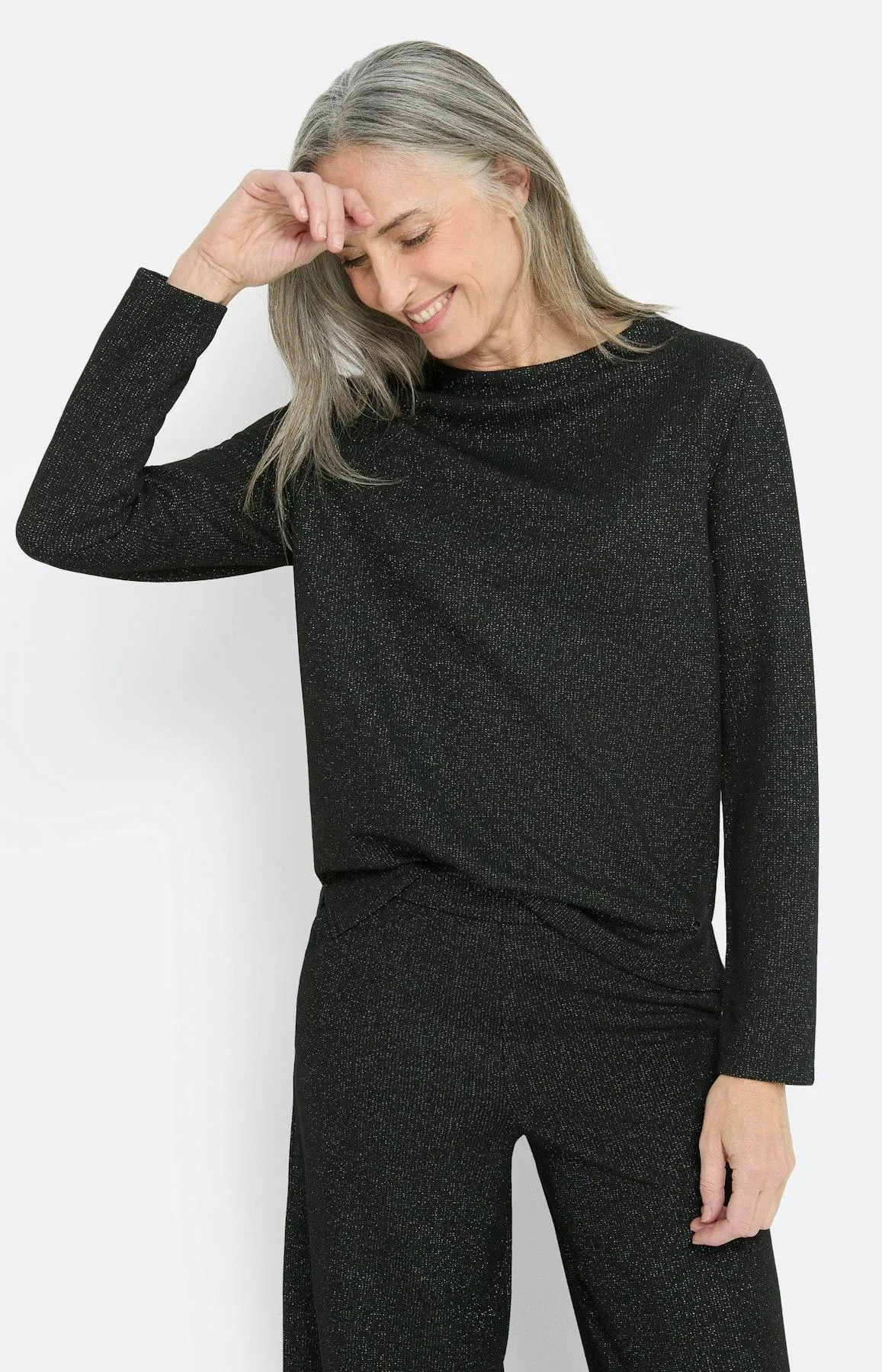 Sweatshirt mit Glitzer-Effekt, schwarz