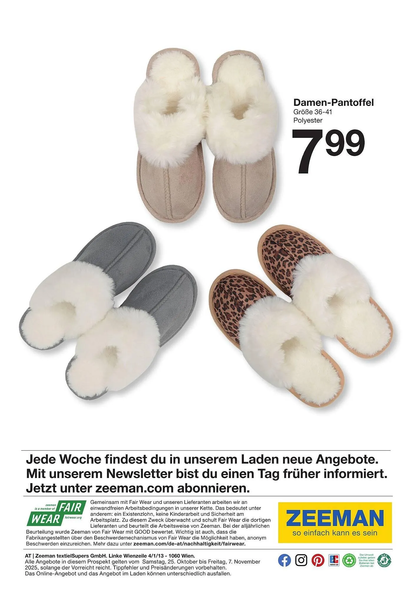 Zeeman Prospekt von 25. Oktober bis 7. November 2025 - Flugblätt seite 25