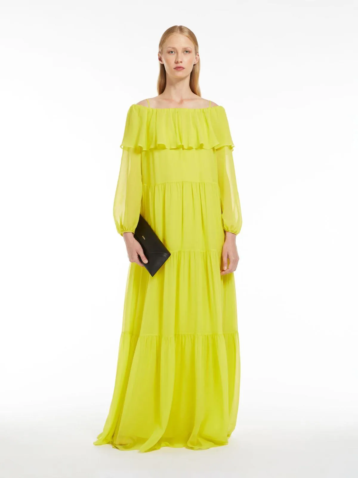 Schulterfreies Kleid aus gewaschener Seide