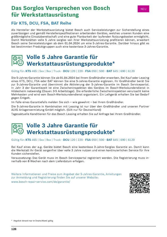 Werkstattausrüstung von Bosch von 21. Mai bis 31. Dezember 2024 - Flugblätt seite 128