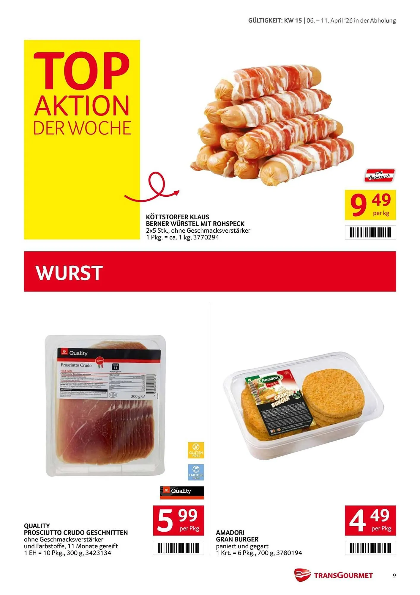 Transgourmet Flugblatt von 6. April bis 11. April 2026 - Flugblätt seite  9