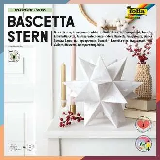 folia Transparentpapier-Faltblätter "Bascetta-Stern", weiß, 20 x 20 cm, 32 Blatt