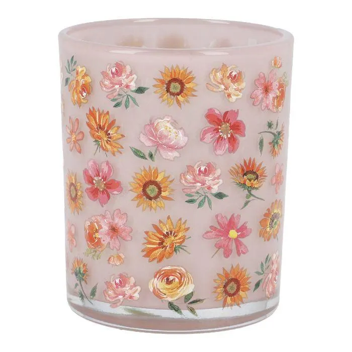 Teelichthalter Blumen, bunt/rosa, 7 x 8 cm