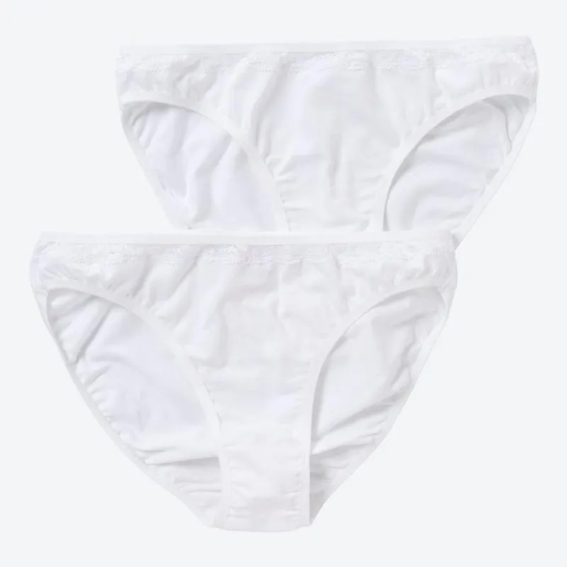 Damen-Minislip mit Spitzeneinsatz, 2er-Pack