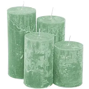 Rustikale Kerzen, mint, abgestuft, 4 Stück