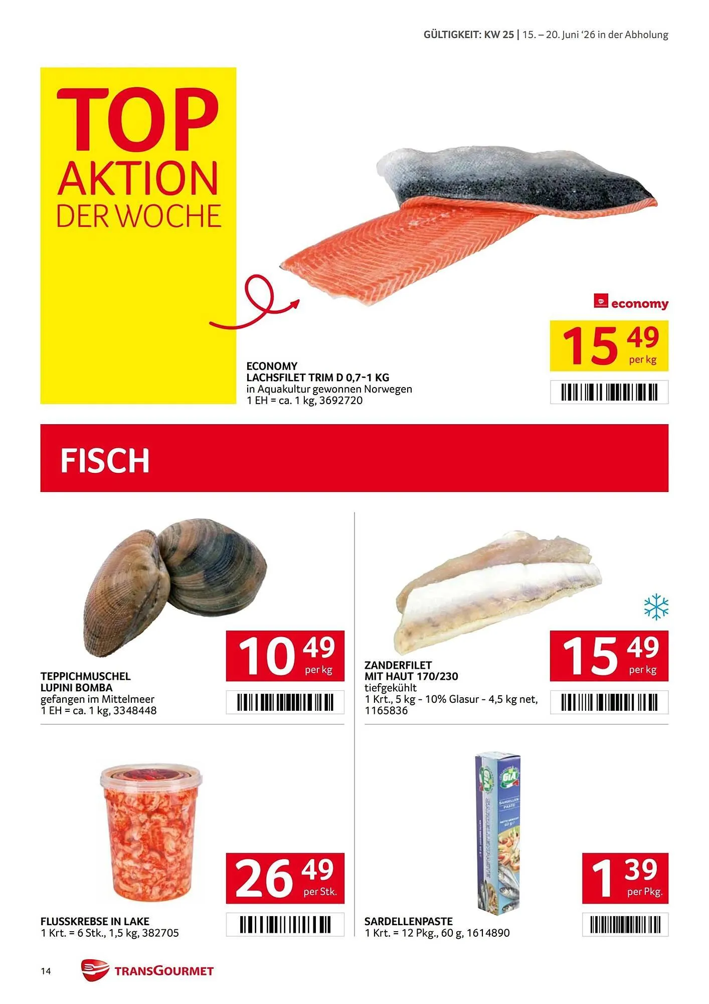 Transgourmet Flugblatt von 15. Juni bis 20. Juni 2026 - Flugblätt seite 14