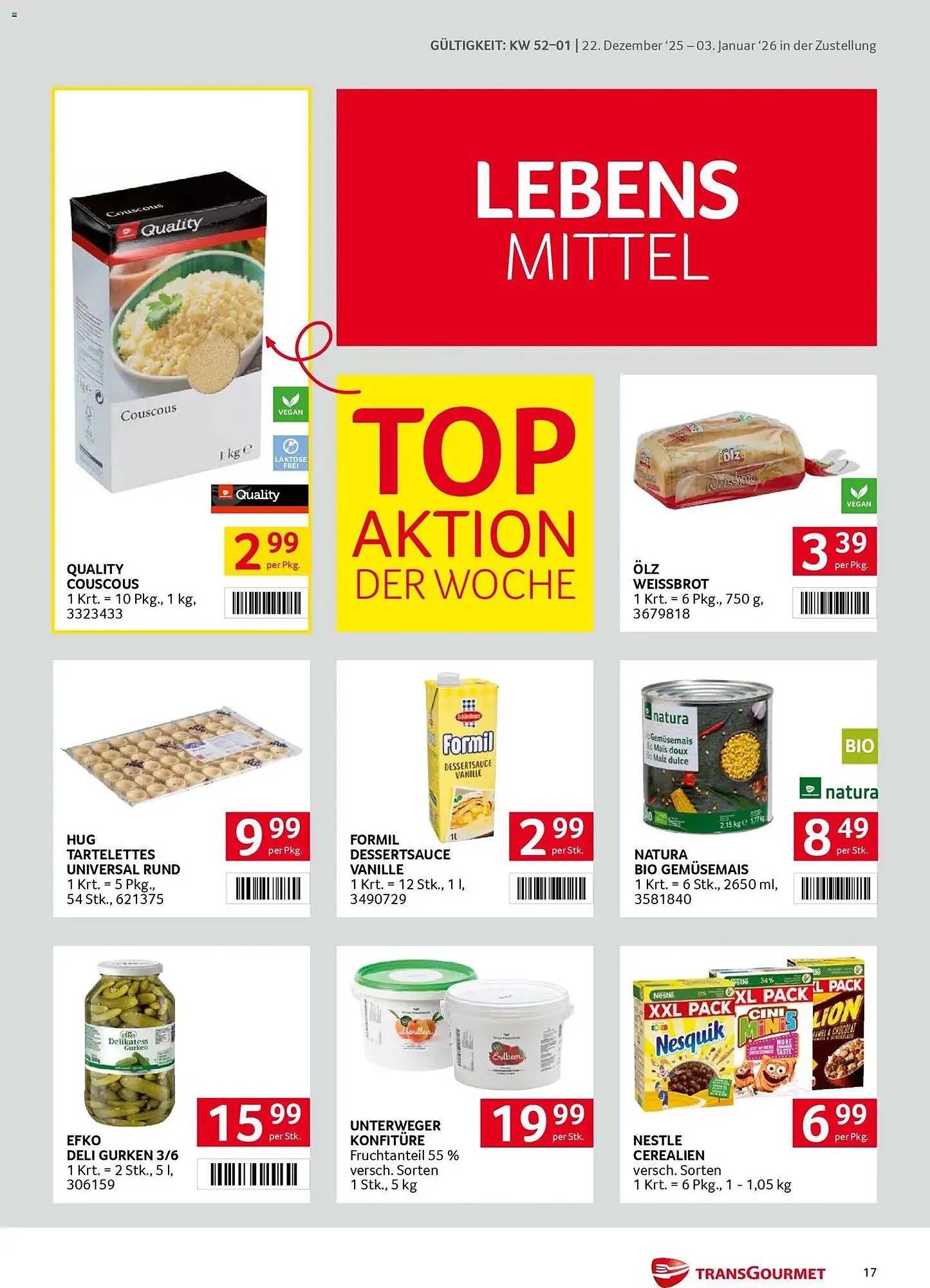 Transgourmet Flugblatt von 22. Dezember bis 3. Jänner 2026 - Flugblätt seite  17