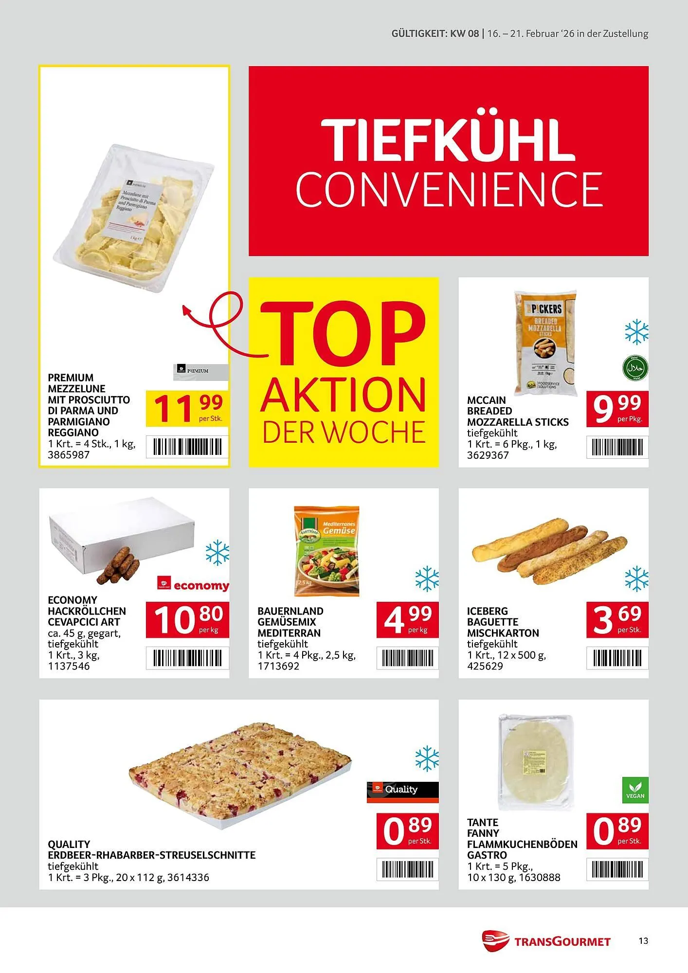 Transgourmet Flugblatt von 16. Februar bis 21. Februar 2026 - Flugblätt seite  13