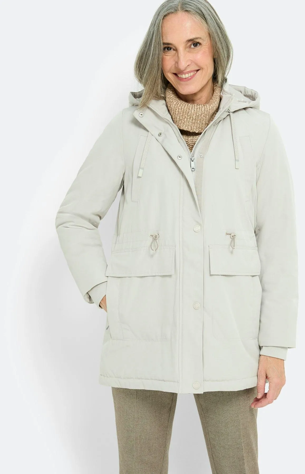 Parka mit Taillen-Tunnelzug, grau