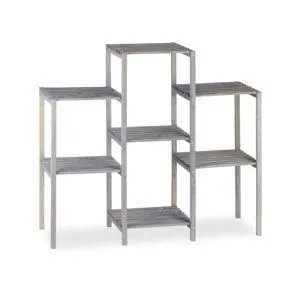 Graues Blumenregal aus Holz