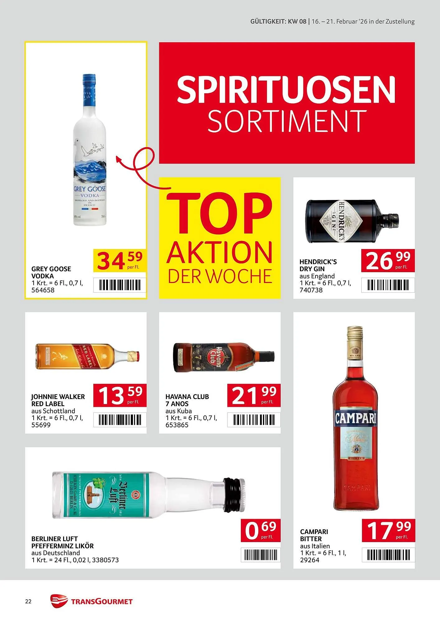 Transgourmet Flugblatt von 16. Februar bis 21. Februar 2026 - Flugblätt seite  22