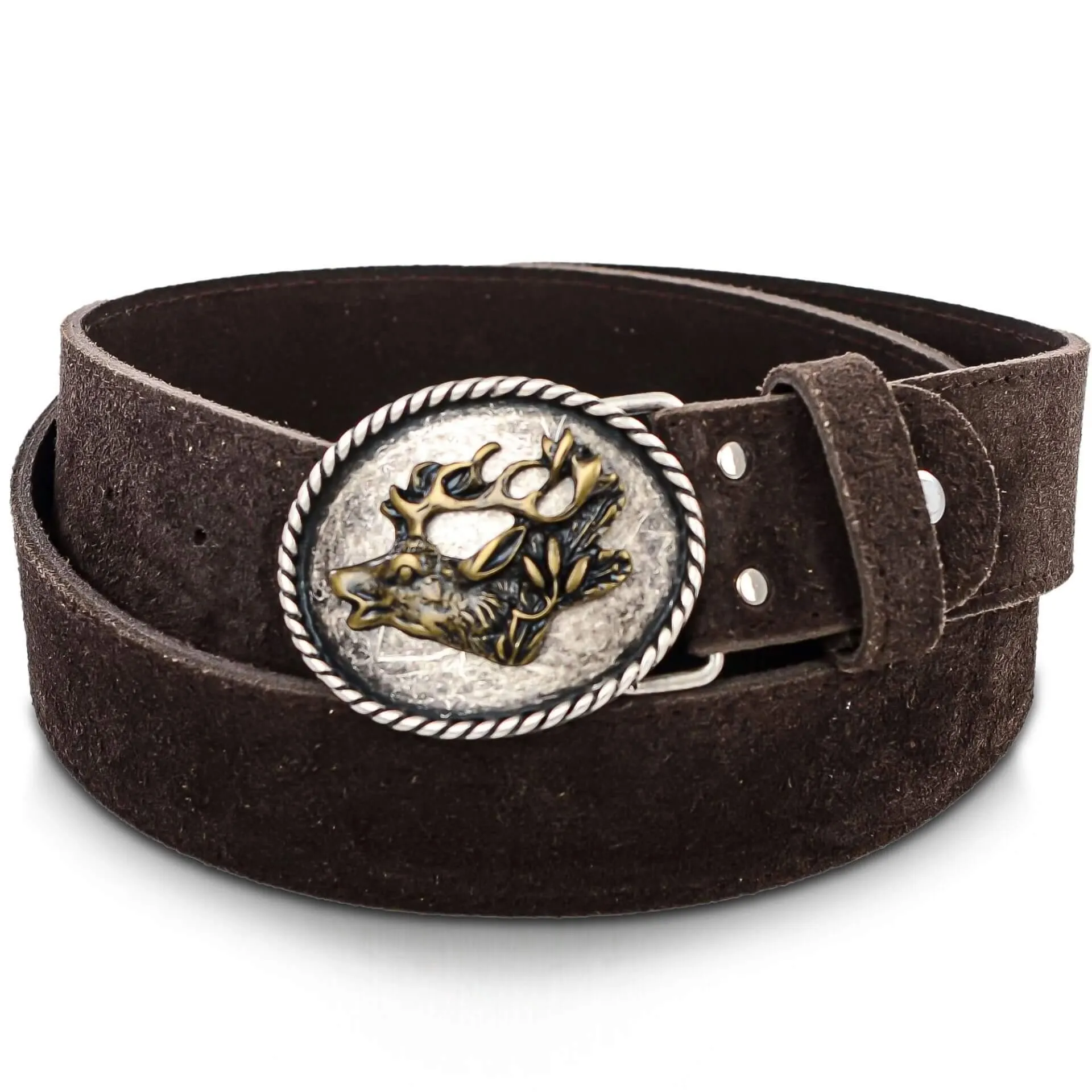 Ledergürtel "Hirschkopf", Braun