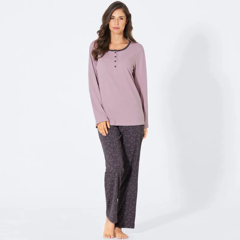 Damen-Schlafanzug mit Knopfleiste, 2-teilig