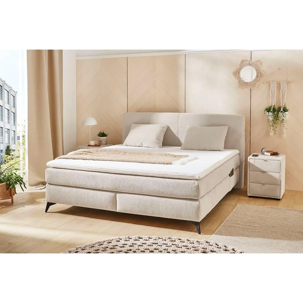 Jockenhöfer Gruppe Boxspringbett »Kira in den Breiten 160x200 & 180x200cm« inkl. LED-Bel., USB-Ladeports, 7-Zonen-Matr., Topper, div. Härtegrade
