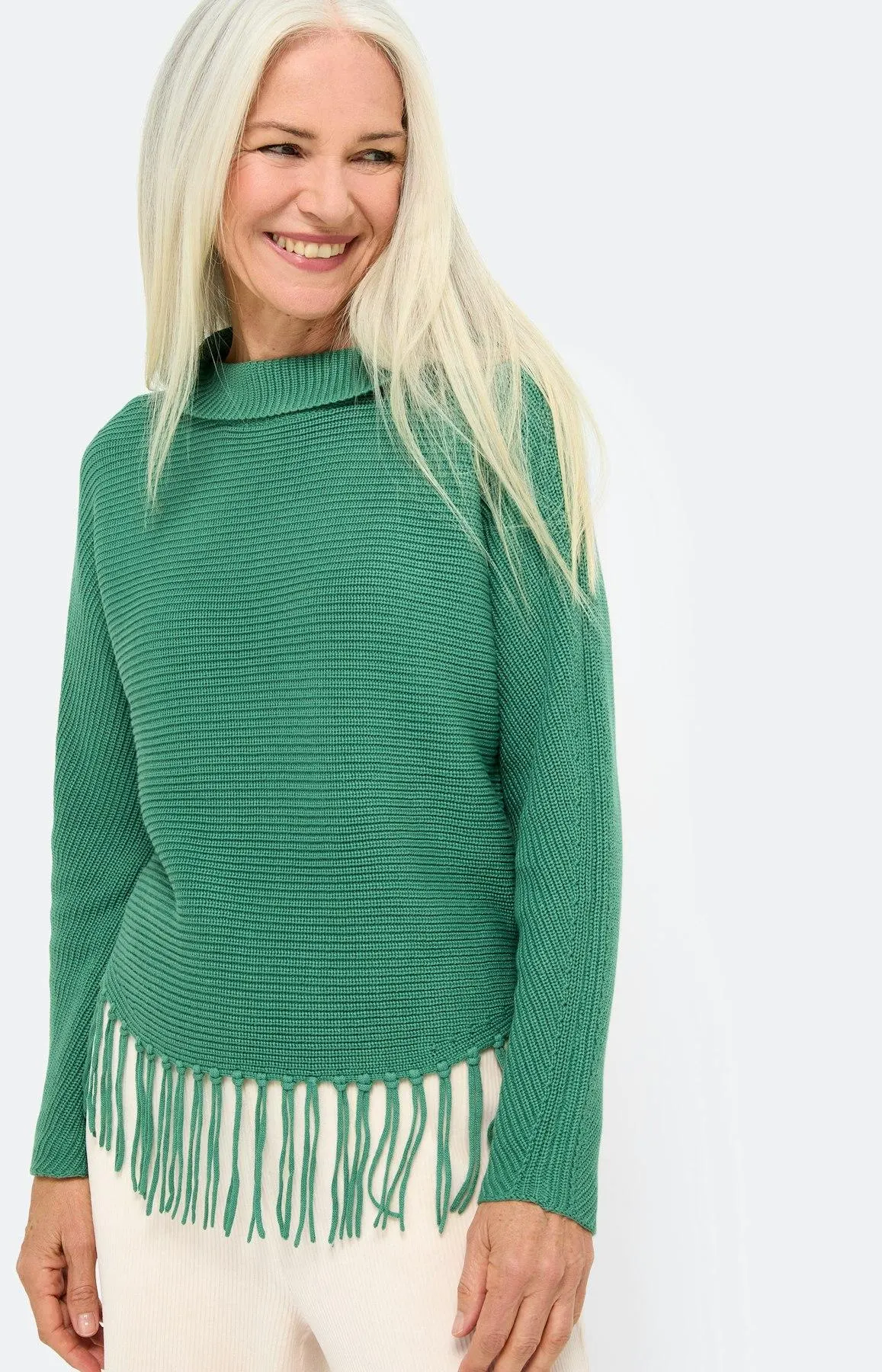 Pullover mit Fransensaum, grün