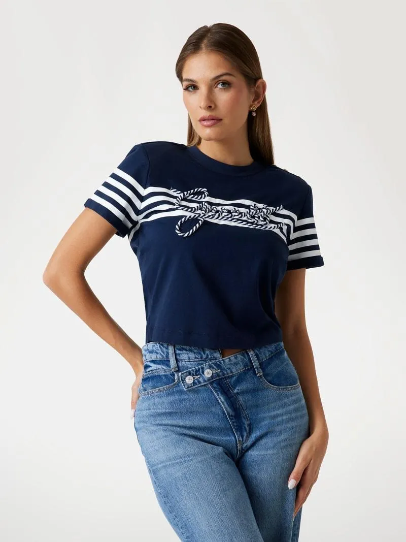 Camiseta con logotipo a rayas