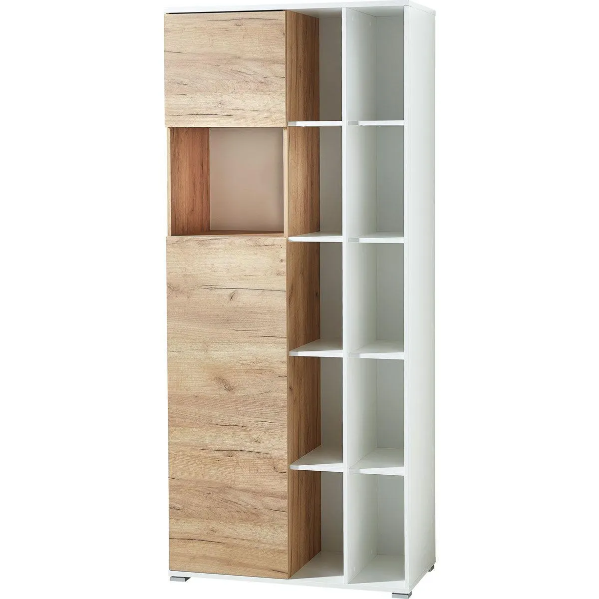 Aktenschrank Lionel mit offenen Fächern und Push-to-open Technik 85 x 197 x 40 cm weiß/Navarra-Eiche-Nachbildung