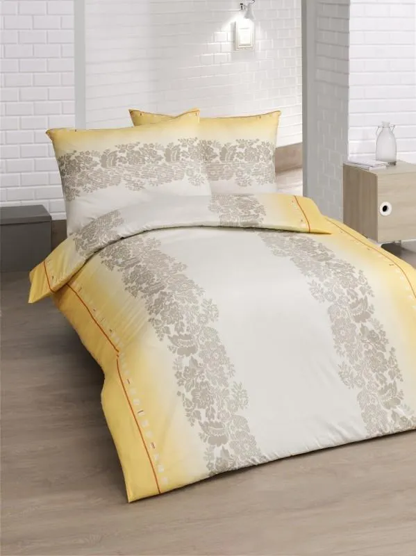 FLORELLA Bettwäsche in hochwertiger Satin Qualität Gelb | 60 x 80 / 140 x 200 cm