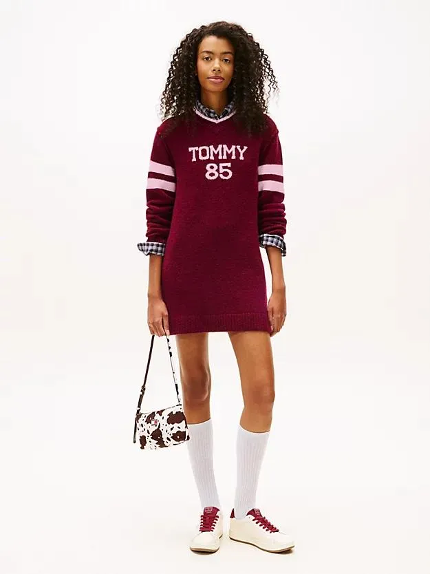 Mini-Strickkleid mit Intarsien-Logo