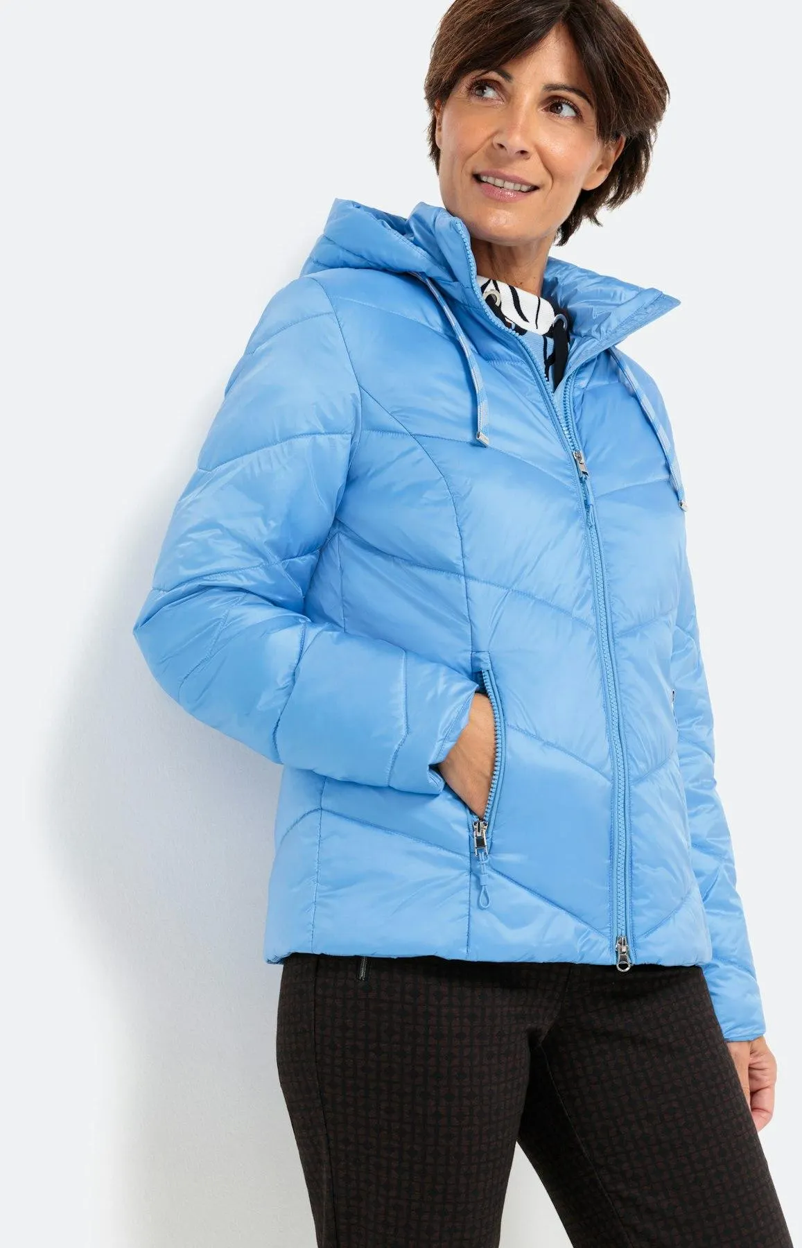 Steppjacke mit abnehmbarer Kapuze, bleu