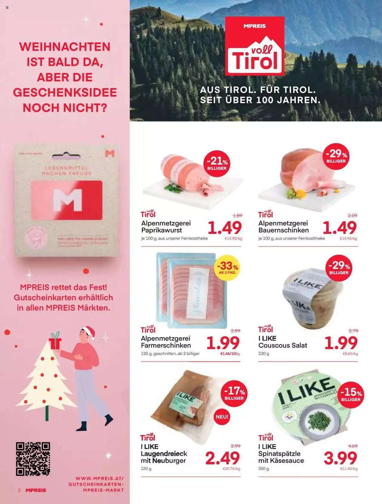 MPREIS Flugblatt von 27. November bis 3. Dezember 2023 - Flugblätt seite  2