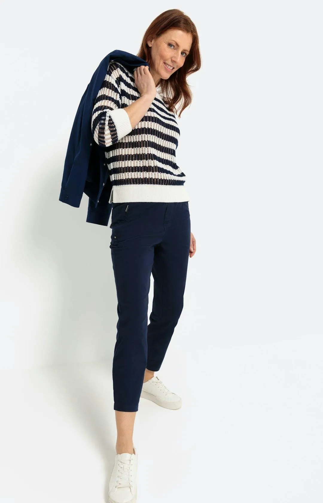 Streifen-Pullover mit 3/4-Ärmel