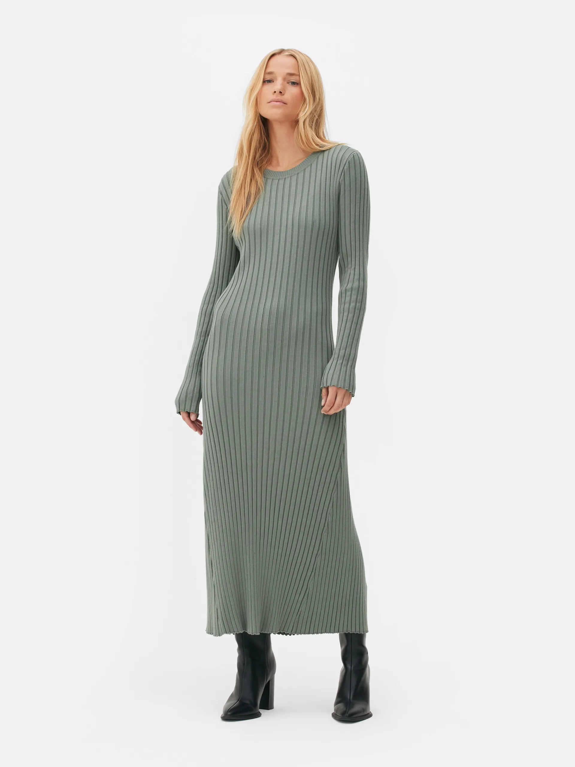 „The Edit“ Strick-Midikleid mit Rundhalsausschnitt