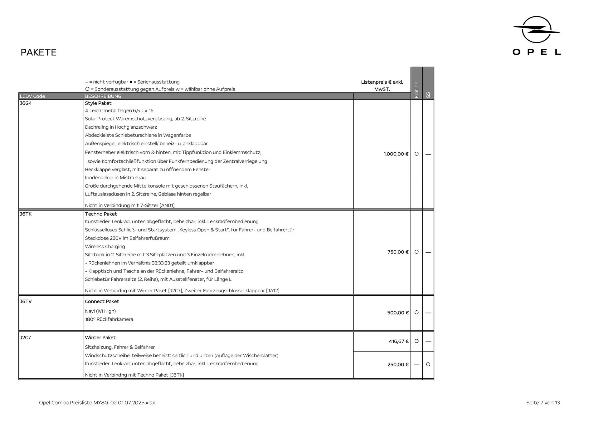 Opel Flugblatt von 18. August bis 18. November 2025 - Flugblätt seite 7