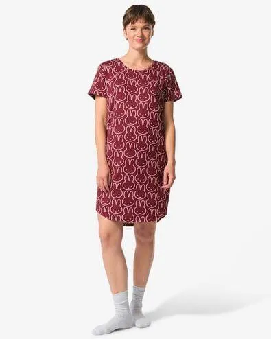 nijntje damesnachthemd micro bordeauxrood