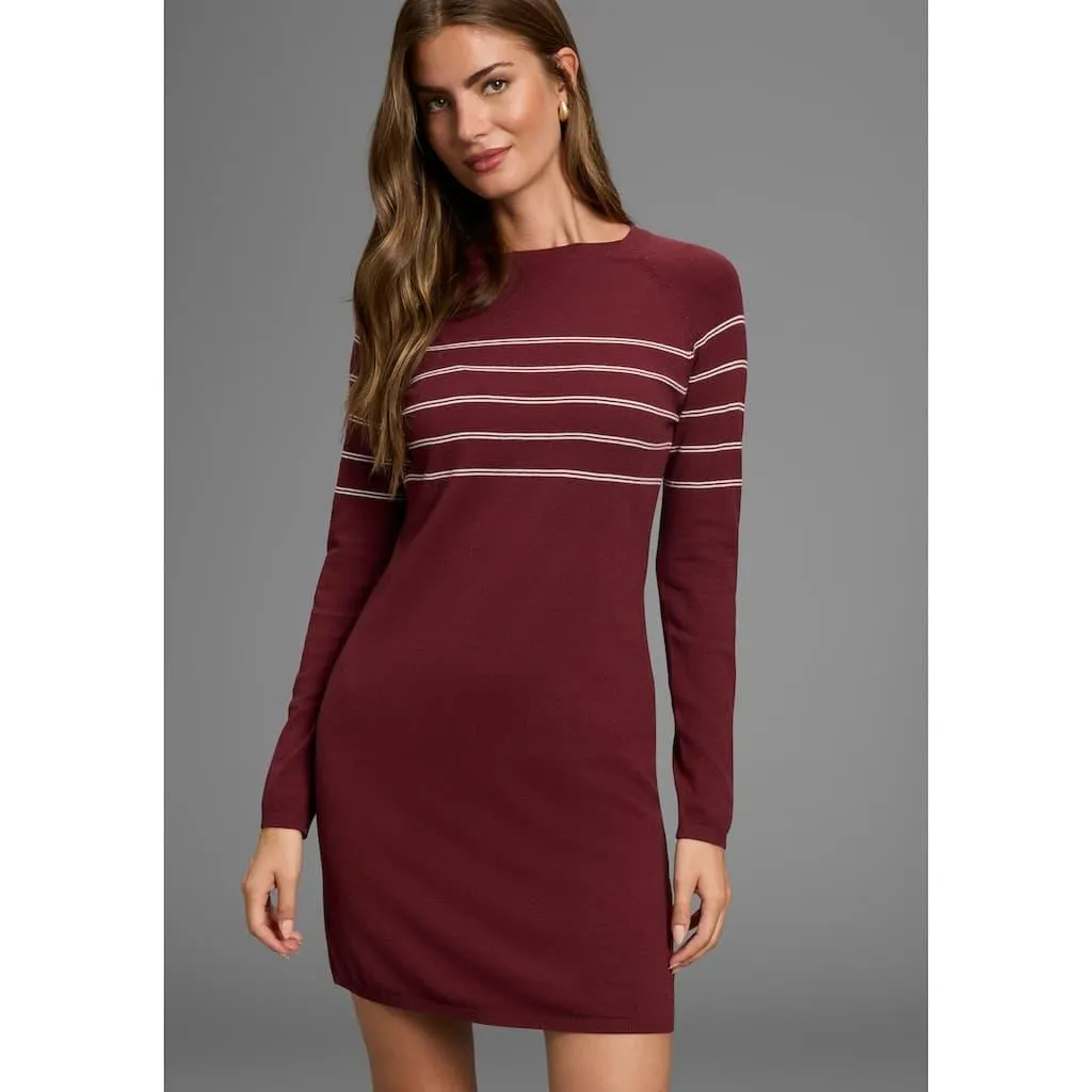 Laura Scott Strickkleid Ohne Taschen in figurnaher Form mit Zierstreifen