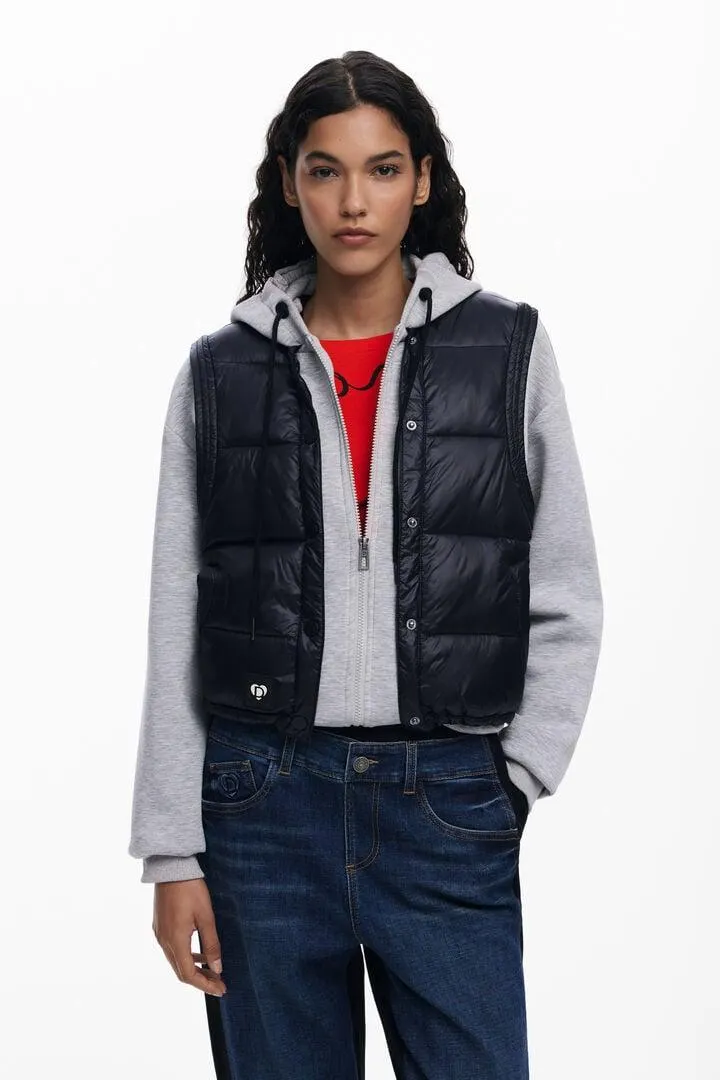 Kombiniertes Sweatshirt mit gestepptem Gilet