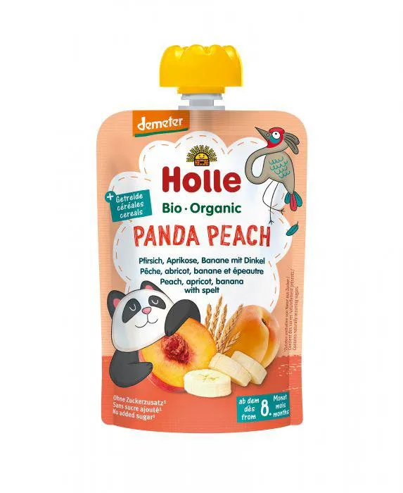 Holle Panda Peach – Pfirsich, Aprikose & Banane mit Dinkel 100g