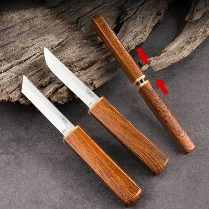 Stainless Steel 2-in-1 Double Straight Knife Multi-functional Fruit Knife Sharp Hand Knives Portable Outdoor Cutting Tools EDC