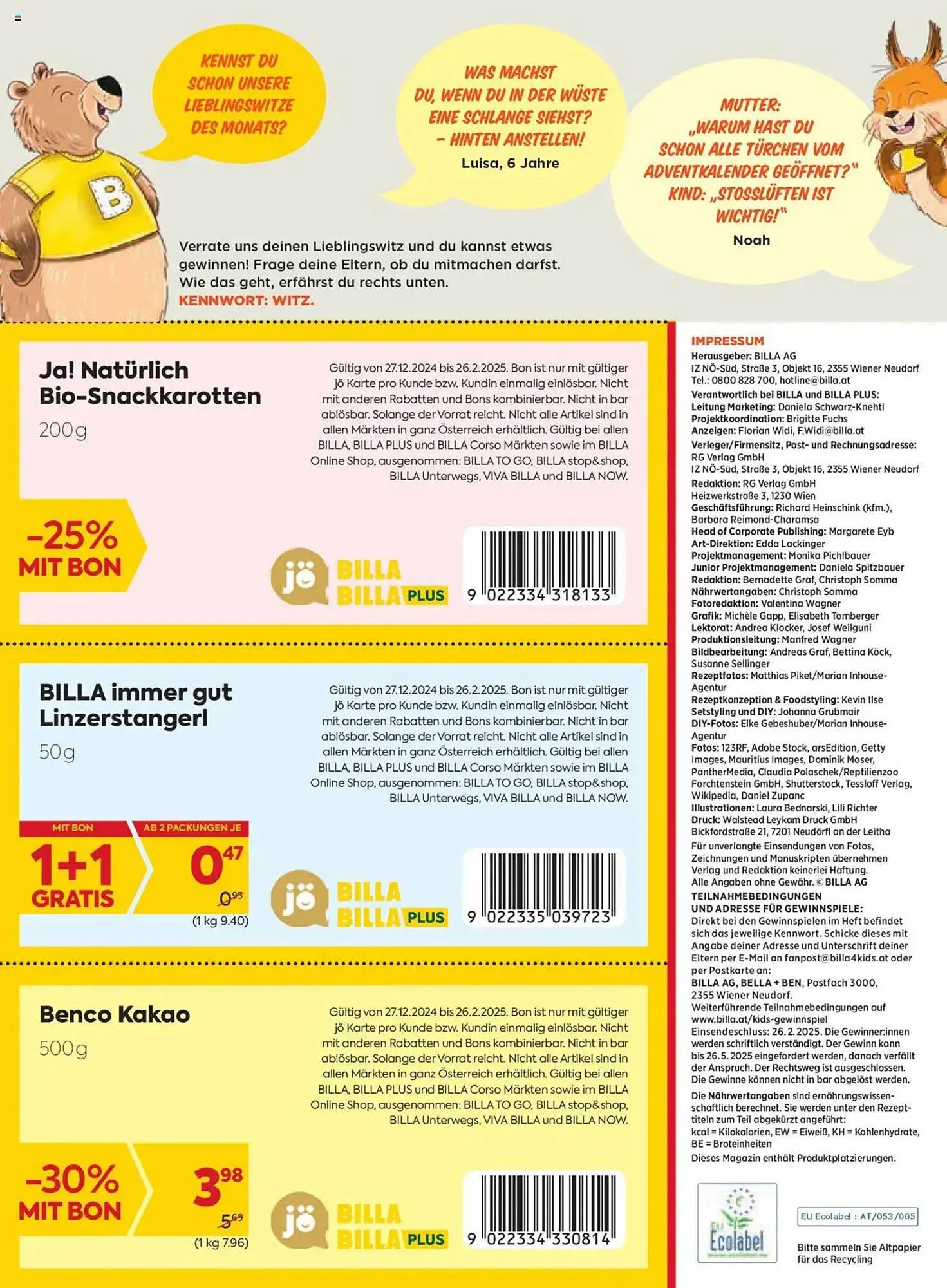 Billa Flugblatt von 1. Jänner bis 28. Februar 2025 - Flugblätt seite 34