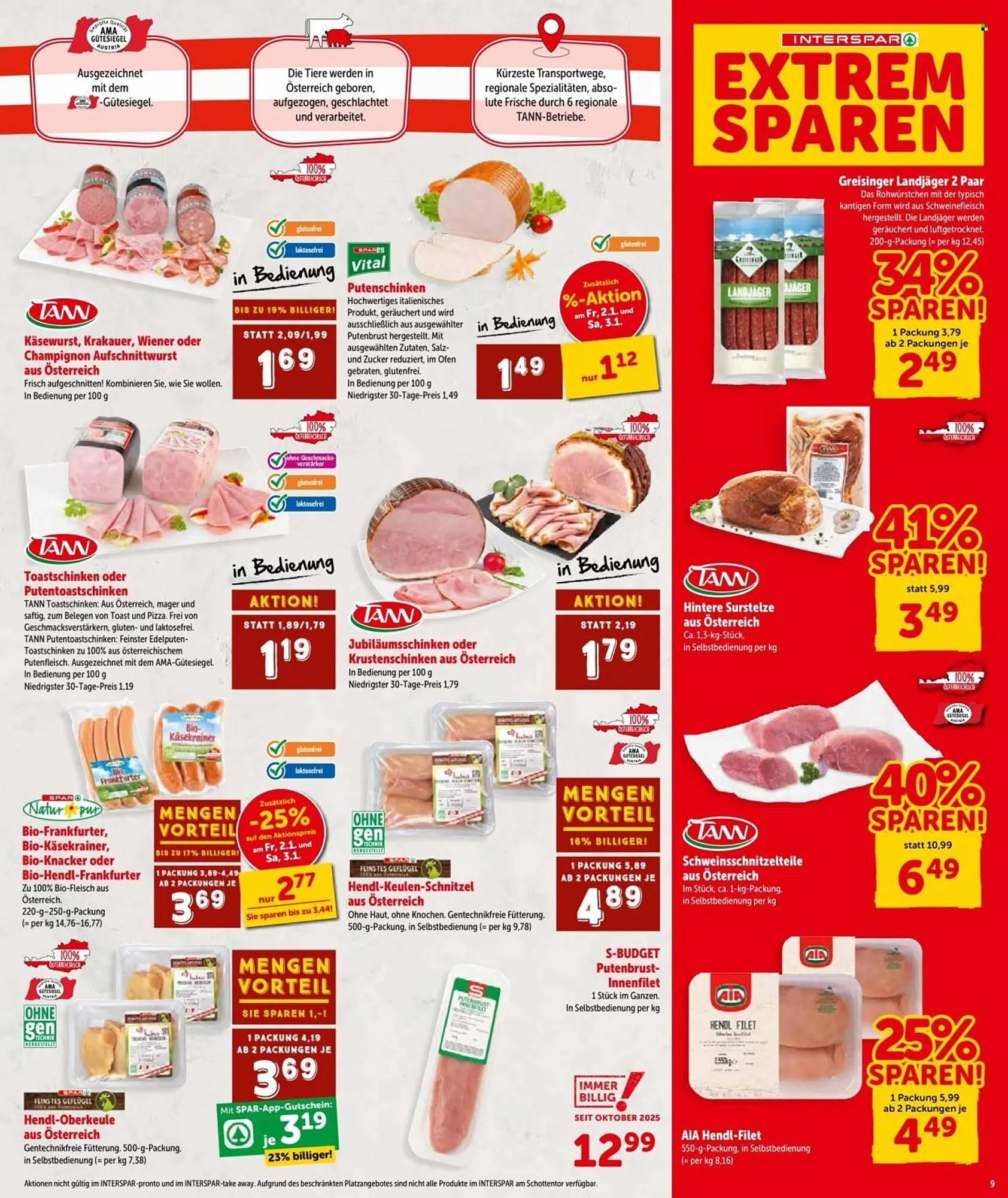 Interspar Flugblatt von 2. Jänner bis 14. Jänner 2026 - Flugblätt seite 9