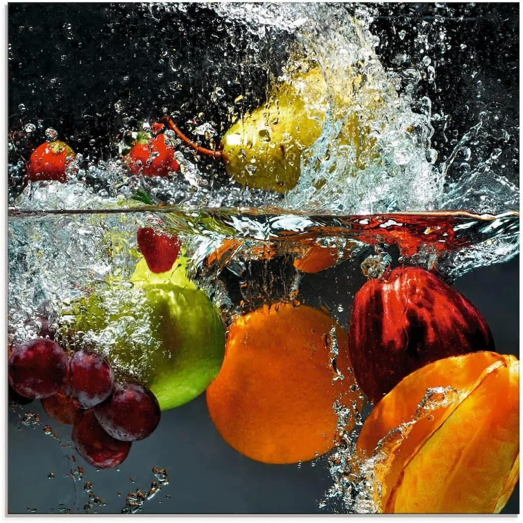 Artland Glasbild »Spritzendes Obst auf dem Wasser« Lebensmittel 1 Stk. tlg. in verschiedenen Größen
