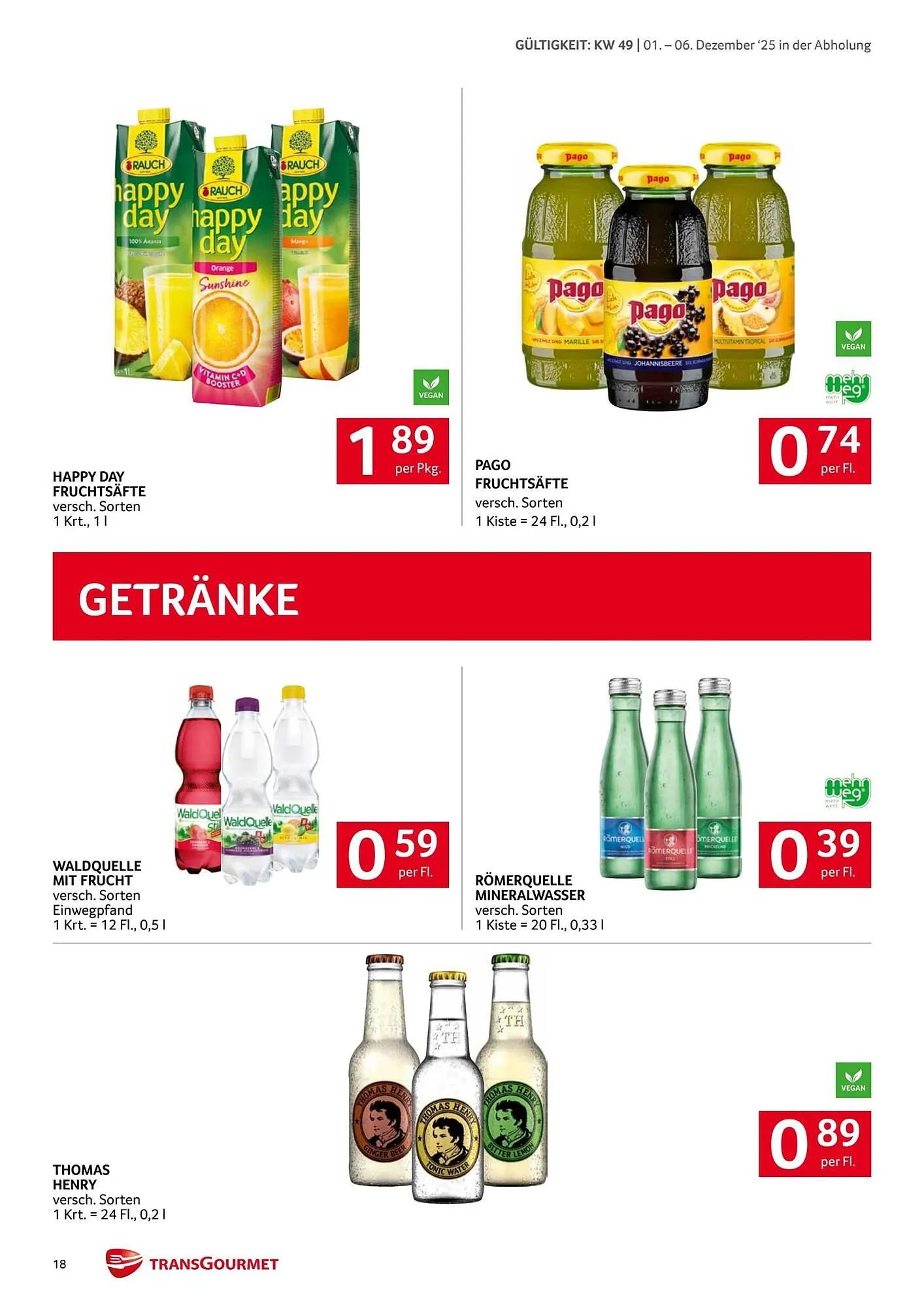 Transgourmet Flugblatt von 1. Dezember bis 7. Dezember 2025 - Flugblätt seite  18