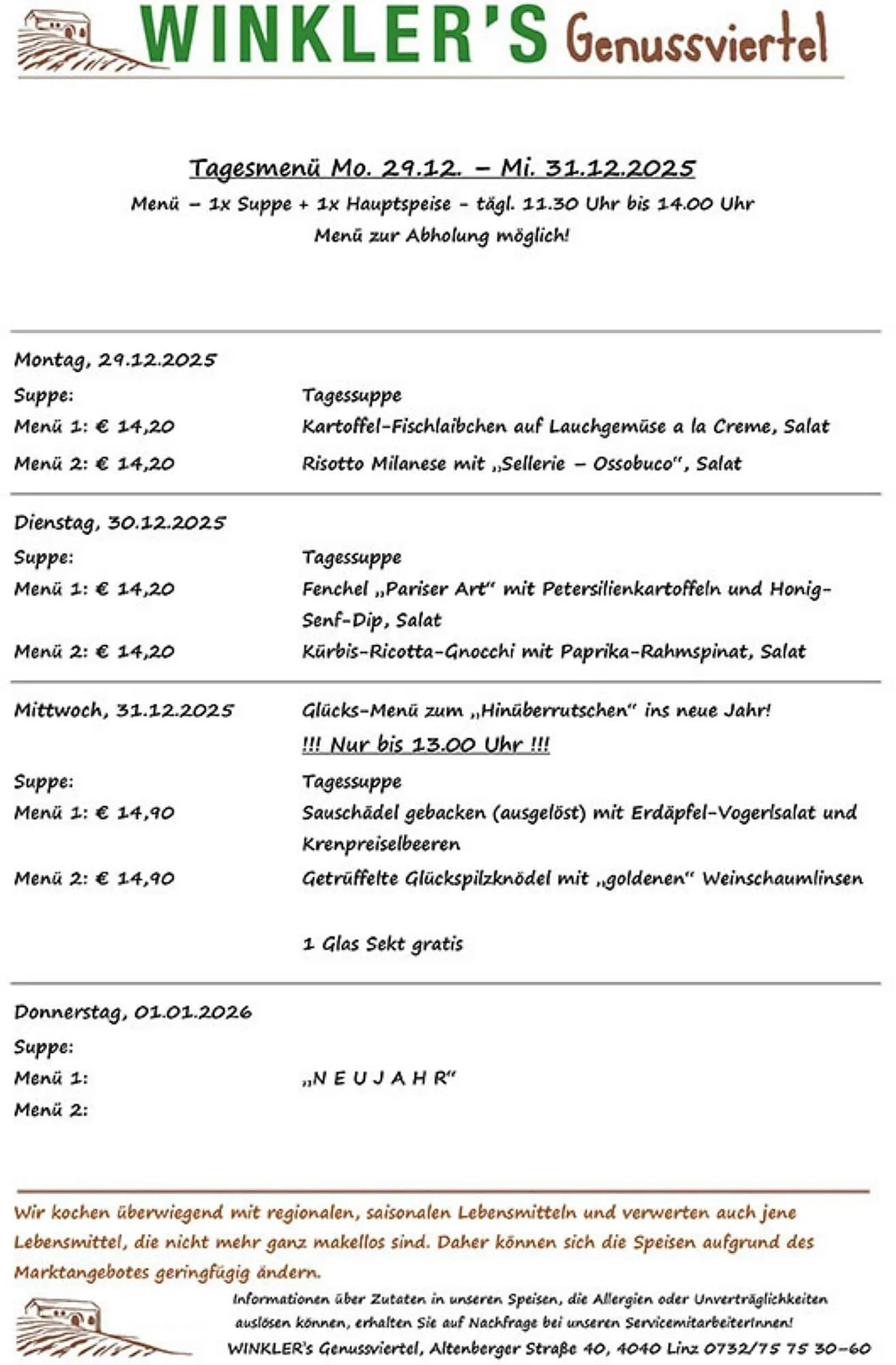 Winkler Markt Flugblatt von 1. Jänner bis 1. Jänner 2026 - Flugblätt seite  1