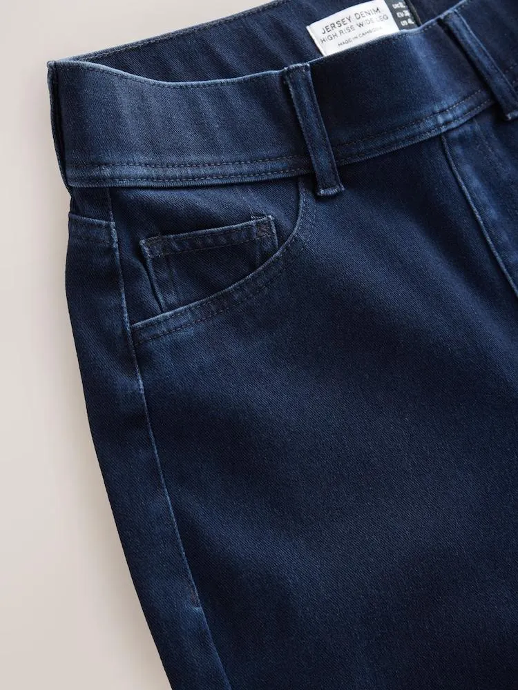 Black/Rinse Blue - Jersey Denim Wide Leg Trousers 2 Pack