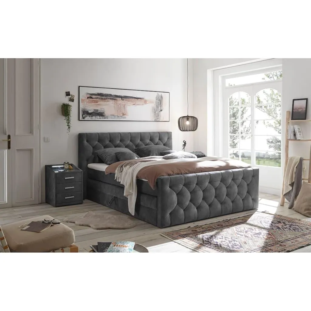 ED EXCITING DESIGN Boxspringbett »"Cashfield", inkl. zwei Bettkästen & Topper« erhältlich in den Größen 160x200cm und 180x200cm