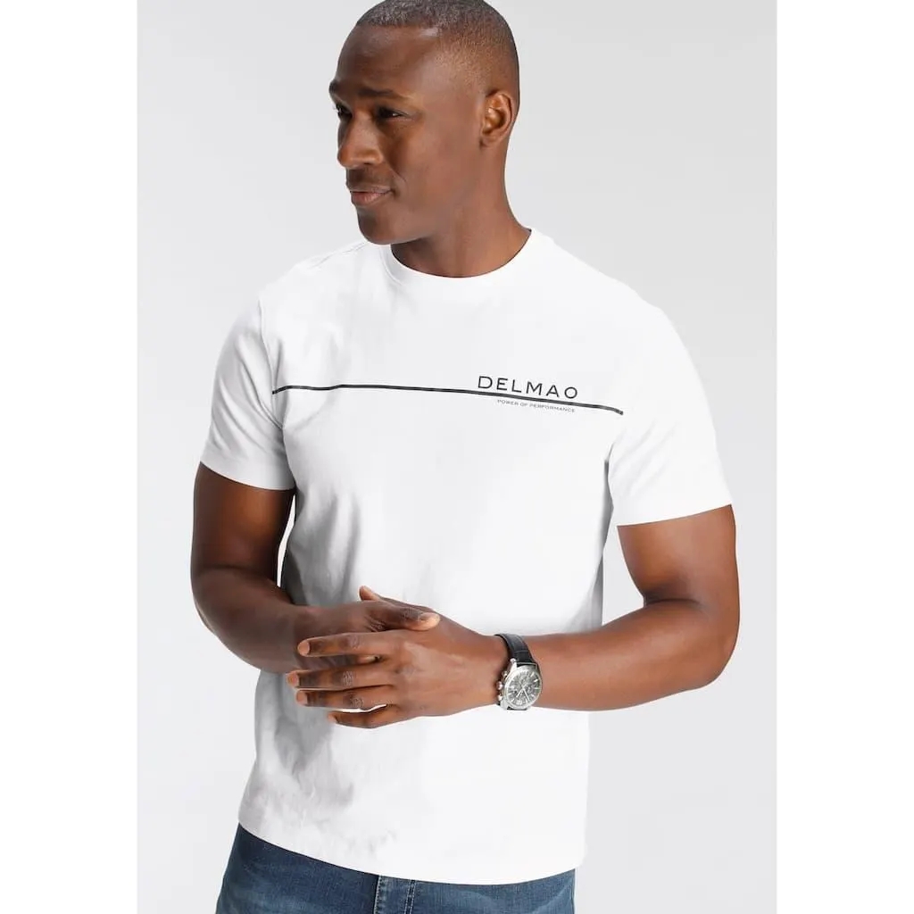 DELMAO T-Shirt Kurzarm, mit coolem Print, Rundhalsausschnitt, aus 100% Baumwolle